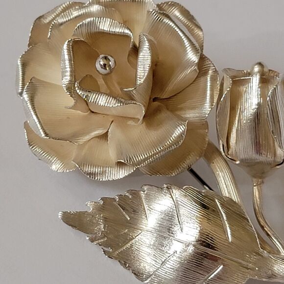 Vintage Floral Brooch - Artisan Sterling Silver with Bud - Picture 16 of 16